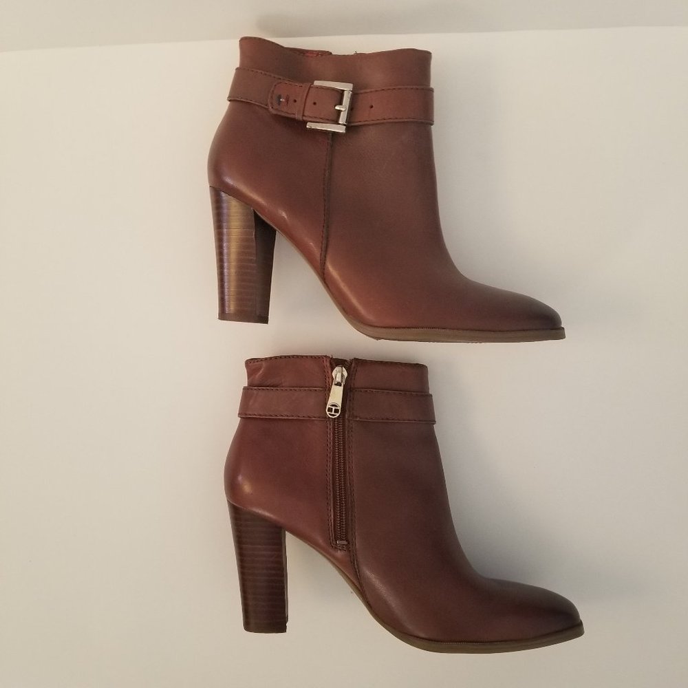 Tommy Hilfiger Brown Leather Ankle Buckle Boot Size 10